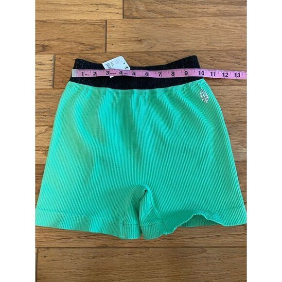 NWT Free People women's Ribbed Athletic Shorts Black Waistband & Green Body M/L - Picture 4 of 8